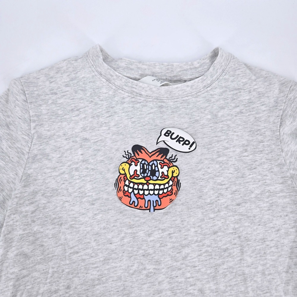 H&M Boys Garfield Burp 3D Textured Graphic Tee Size 12-14 Years Gray